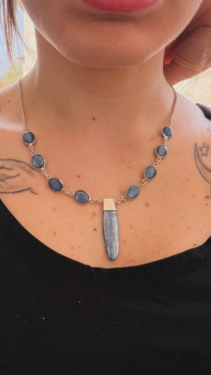 Collana in argento 925 cianite blu – Artigianale
