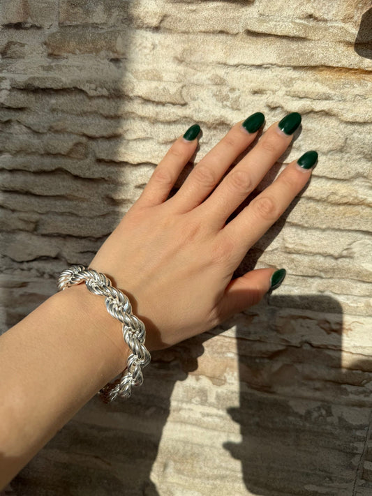 Bracciale fune intrecciata in argento 925