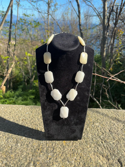 Collana Argento 925 con Pietre Bianche Sfaccettate – Pezzo Unico Artigianale
