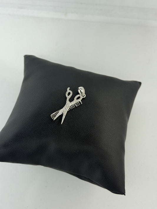Ciondolo in argento 925 forbice e pettine