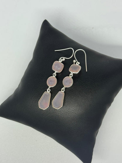 Orecchini in argento 925 quarzo rosa
