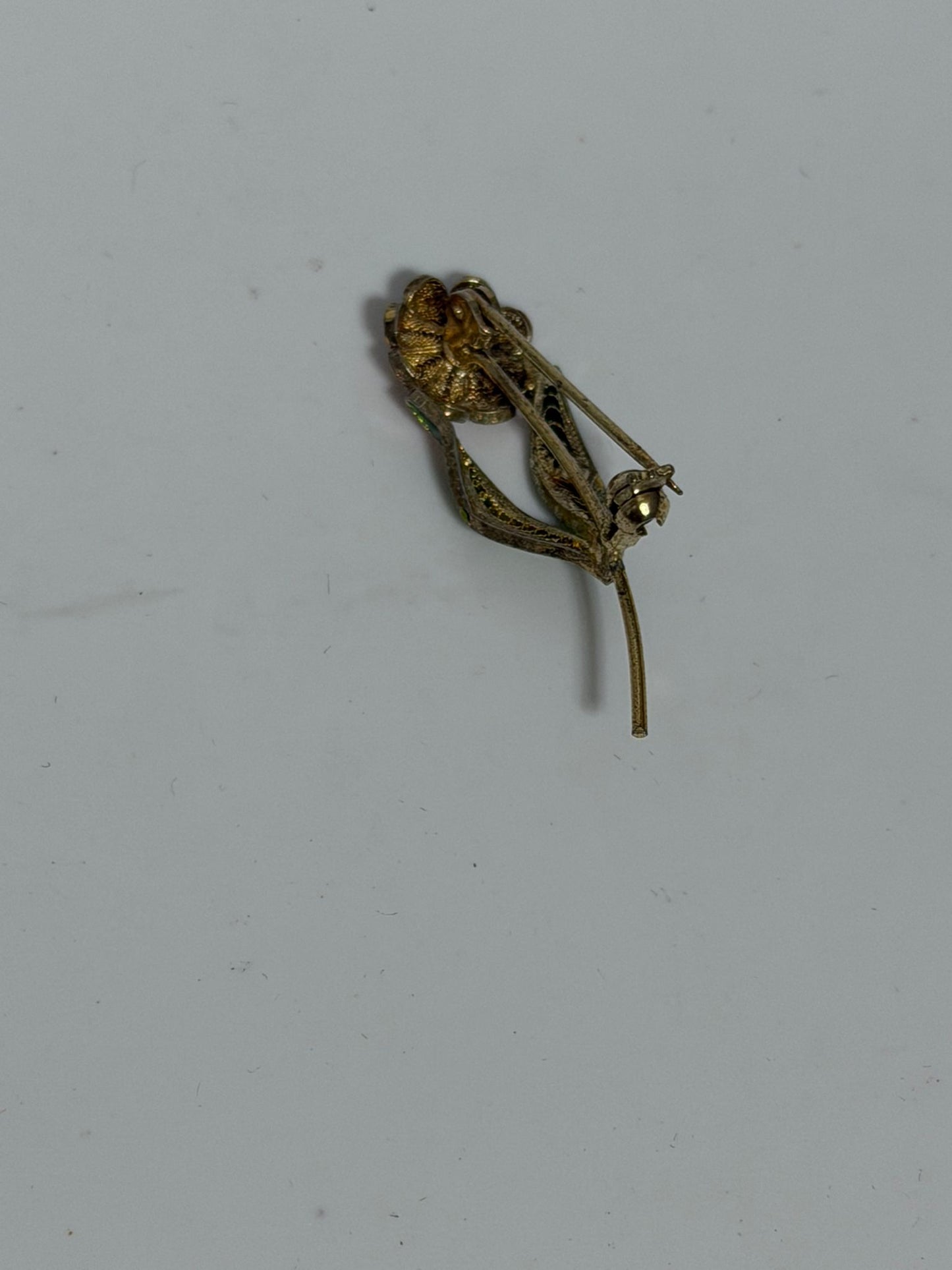 Spilla Fiore Filigranato Smaltata in Argento 925 – Accessorio Artigianale