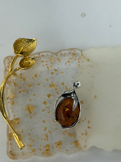 Collana in argento 925 con Ambra Baltica – Pezzo Unico Artigianale