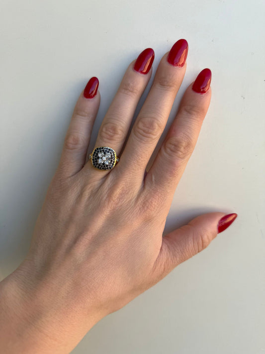 Anello in argento 925 Fiore granato