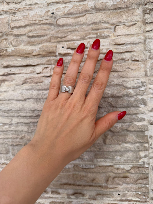 Anello Fascia con Cristallo di Rocca in Argento 925 – Pietra Naturale