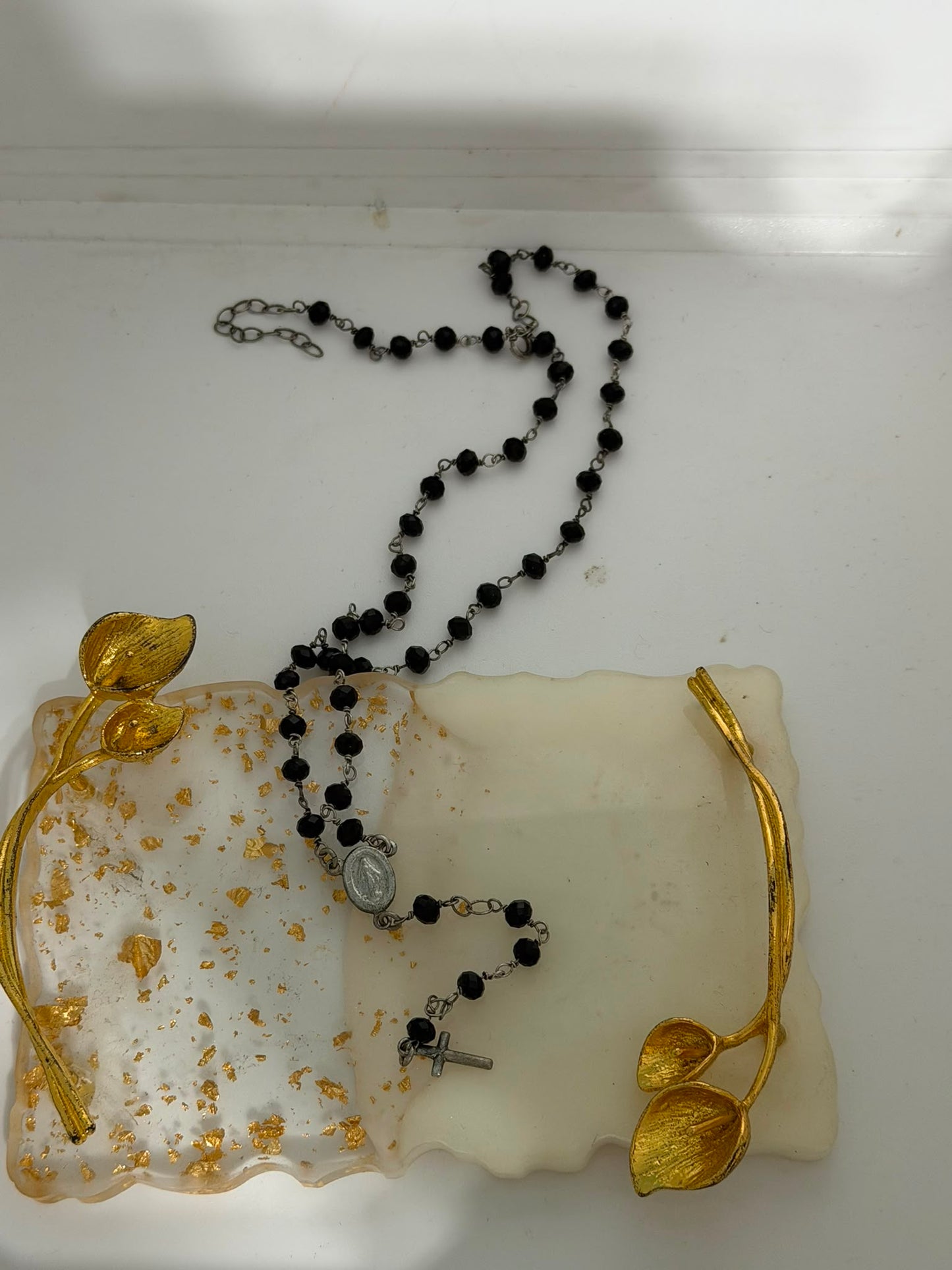 Rosario in Argento 925 con Pietre Nere Sfaccettate – Pezzo Unico