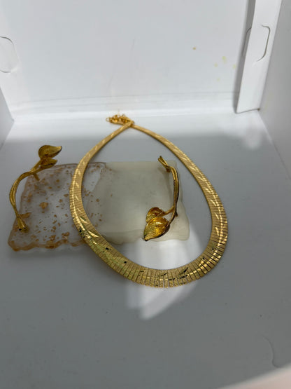 Collana semirigida in argento 925 dorato 18 kt con incisioni