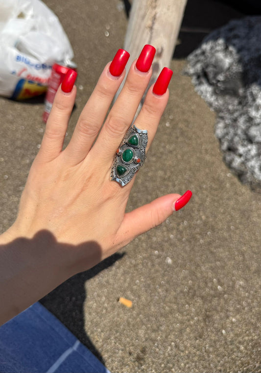 Anello in argento 925 malachite verde