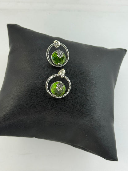 Orecchini in argento 925 serpentino verde e maschera