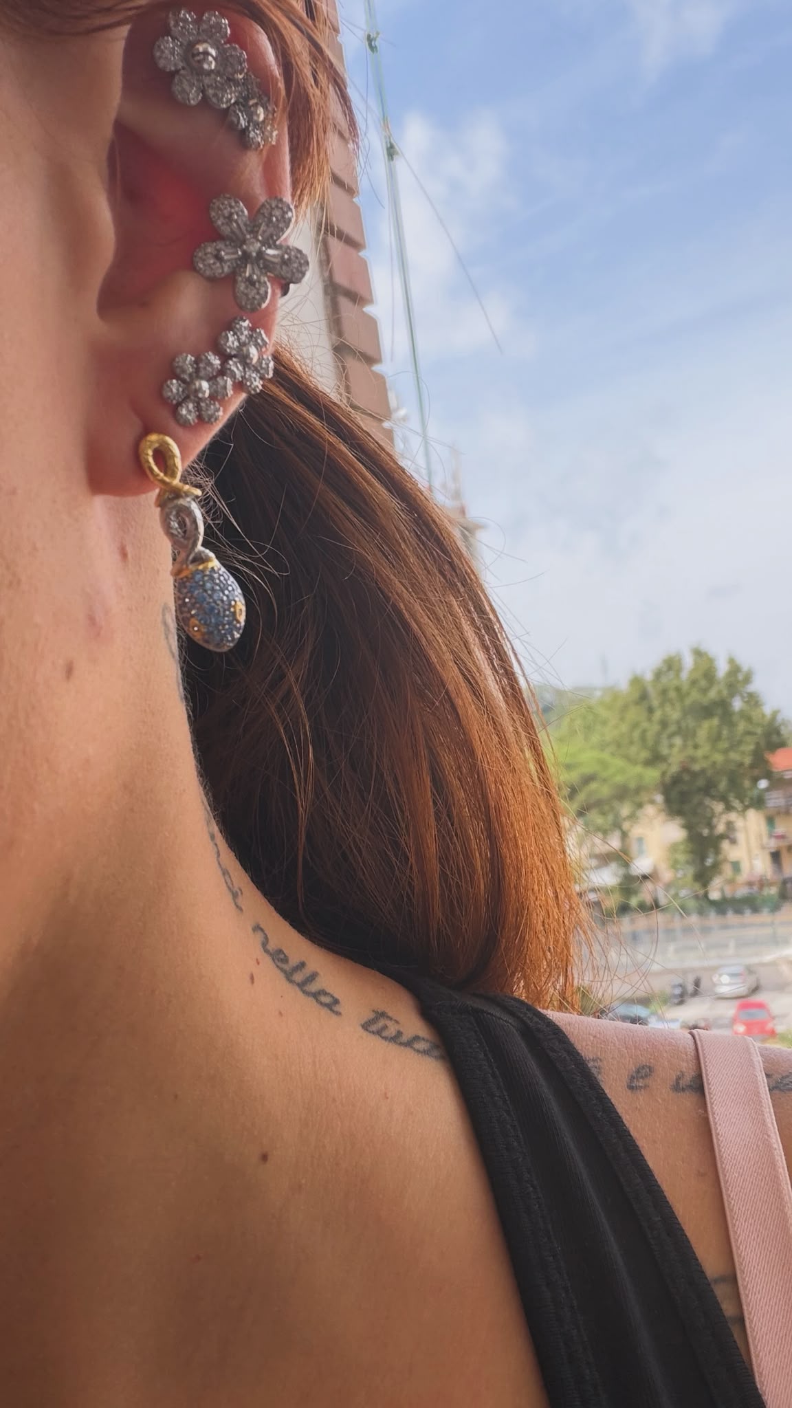 Orecchini Serpente in Argento 925 con Pietre Azzurre – Pezzo Unico