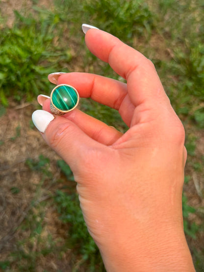 Anello in Argento 925 con Pietra Malachite Verde