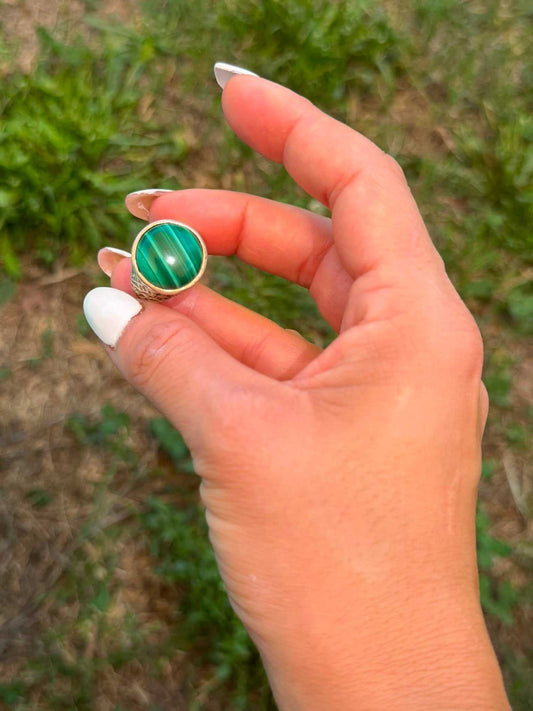 Anello in Argento 925 con Pietra Malachite Verde