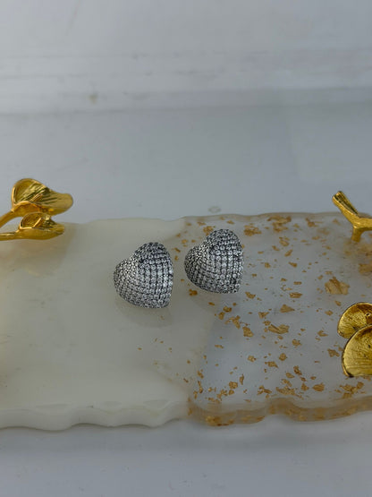Orecchini in argento 925 cuori pietre bianche luxury – Artigianali