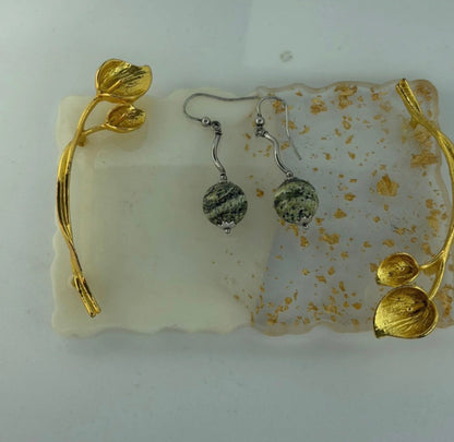 Orecchini Eleganti in Argento 925 con Pietra Verde Naturale – 4 cm