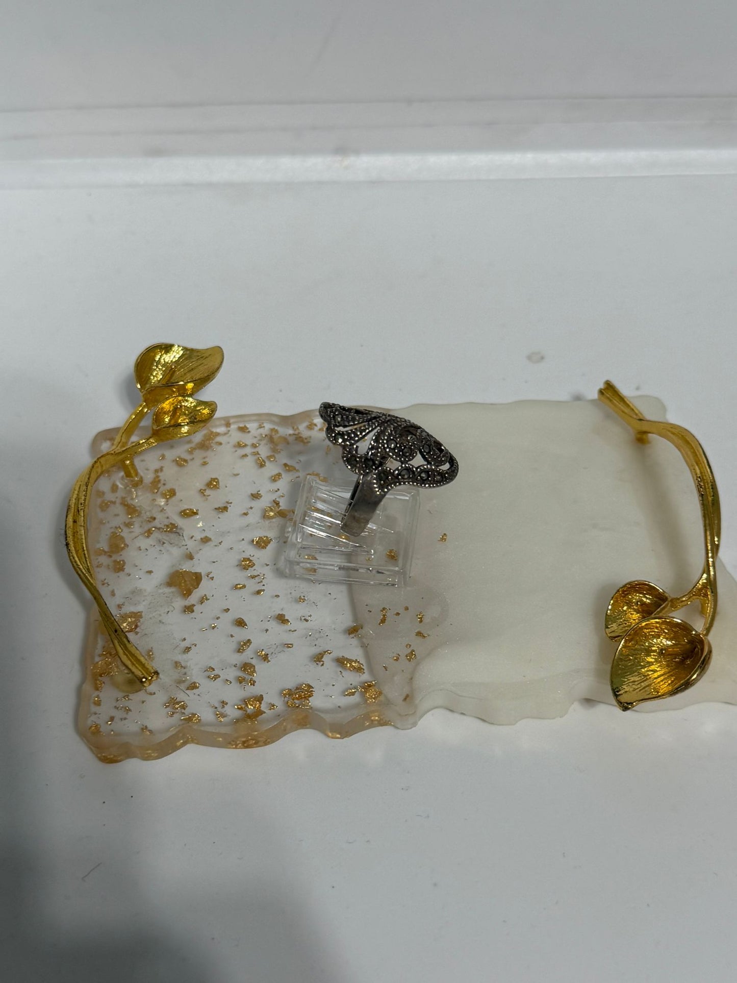 Anello ghirigori con marcasiti in argento 925 – Design art déco artigianale
