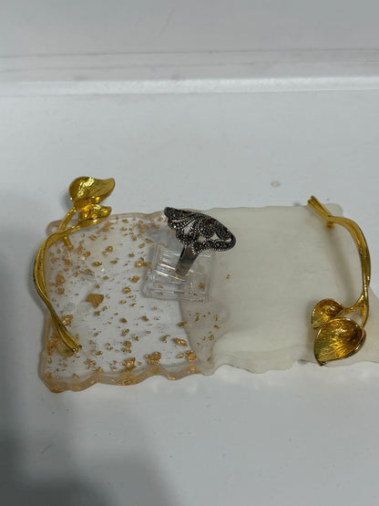 Anello ghirigori con marcasiti in argento 925 – Design art déco artigianale