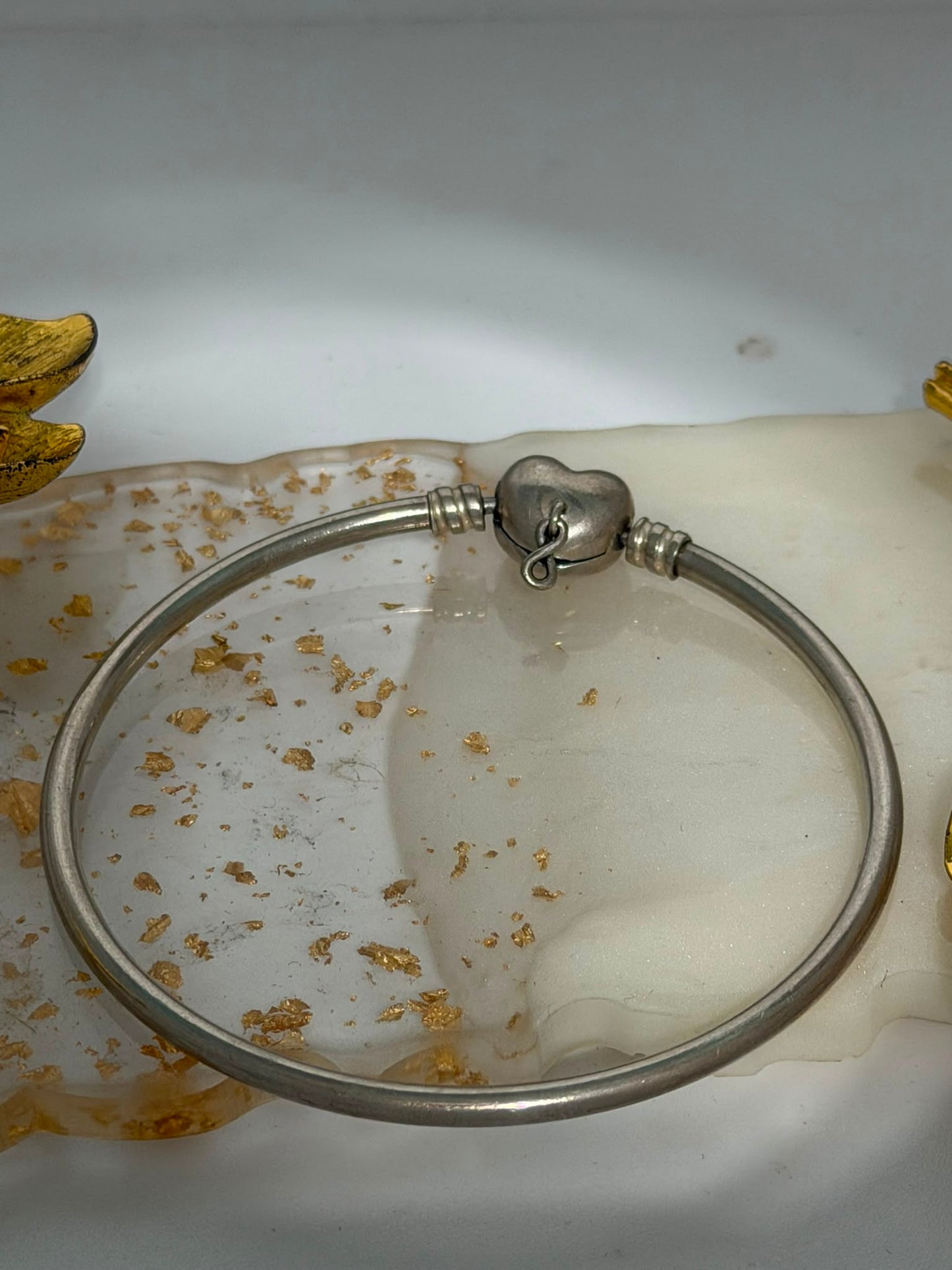 Bracciale Rigido a Cerchio Argento 925 Chiusura a Cuore Firmato Pandora