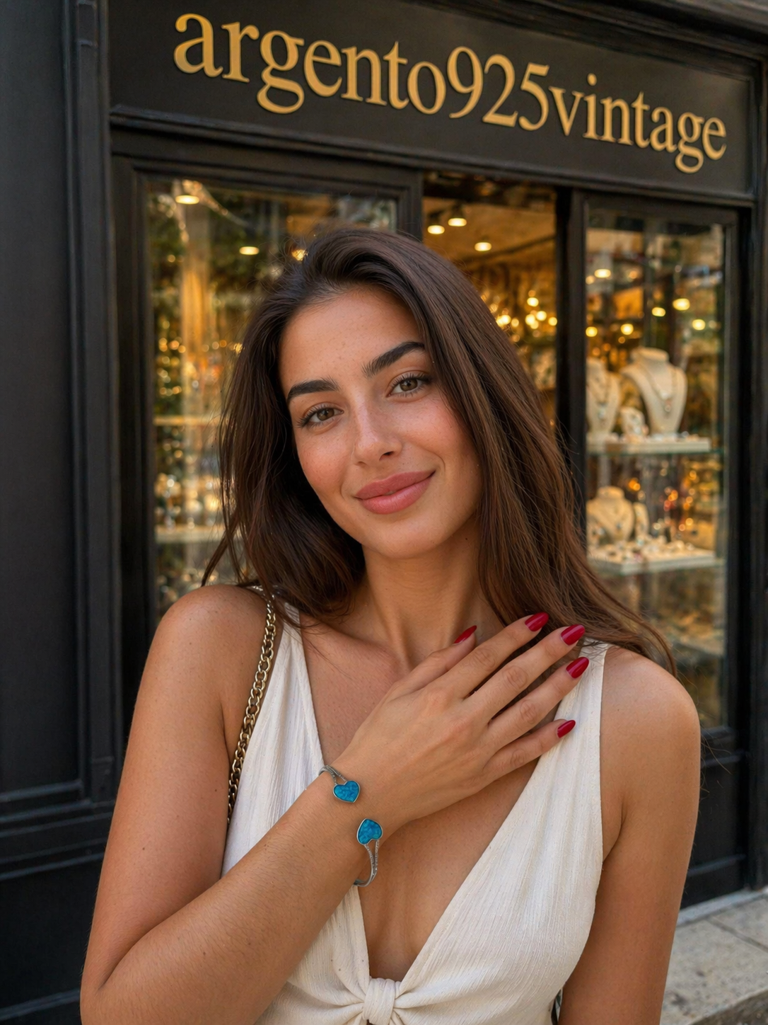 Bracciale cuori opale in argento 925