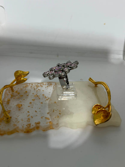 Anello in Argento 925 con Rosa di Francia e Cristallo di Rocca – Pezzo Unico