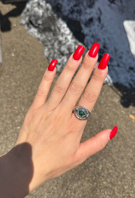 Anello in argento 925 malachite verde