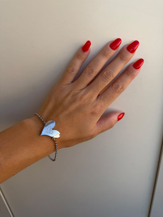 Bracciale in argento 925 con cuore e zirconi bianchi – Pezzo Unico