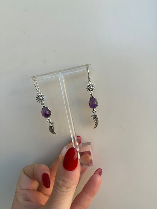 Orecchini in argento 925 ametista viola
