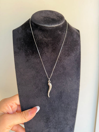 Collana in Argento 925 Corno Intrecciato – Portafortuna Artigianale