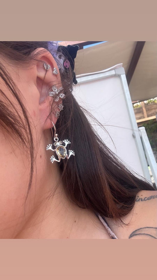Orecchini in argento 925 rana