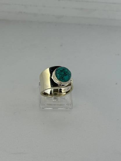 Anello in argento 925 fascia pietra turchese