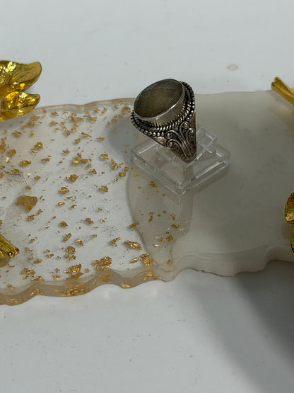 Anello in argento 925 con quarzo verde taglio sfaccettato