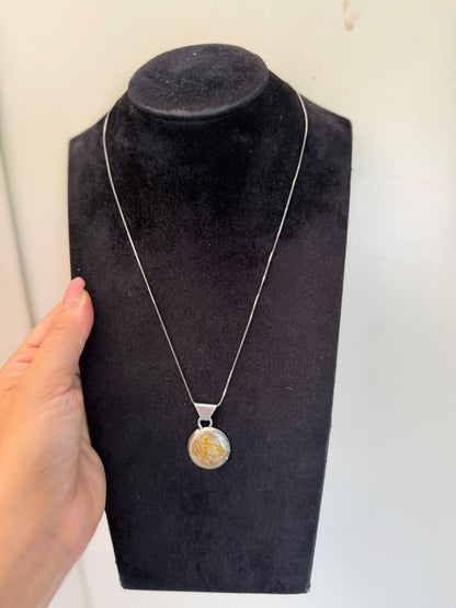 Collana con ciondolo smaltato giallo in argento 925 – Pezzo unico artigianale