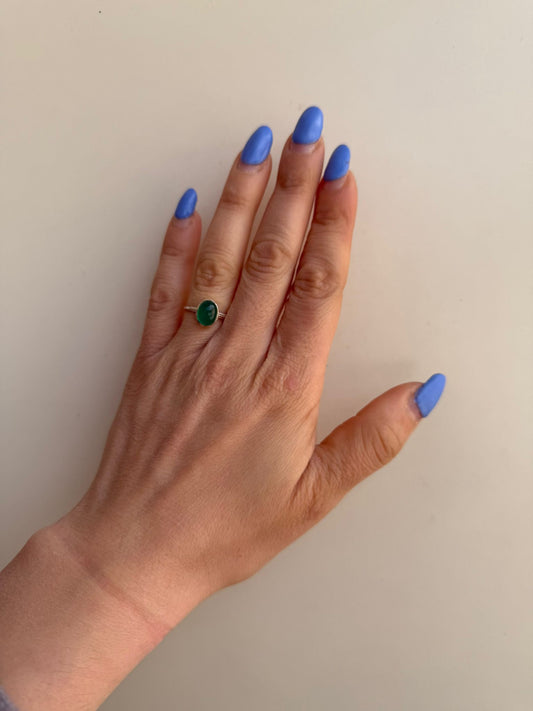 Anello Argento 925 con Giada Verde – Pezzo Unico Artigianale