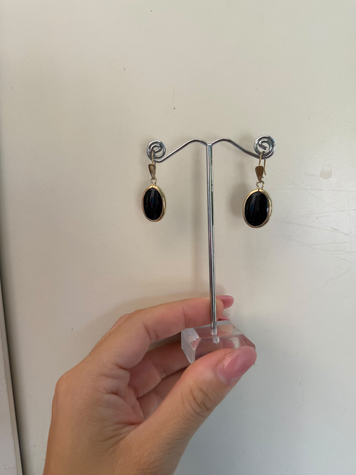 Orecchini in Argento 925 Dorato con Pietra Onice Nera | Artigianali