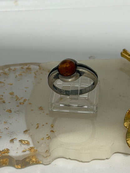 Anello in Argento 925 con Ambra Baltica Naturale – Misura 17 Italiana