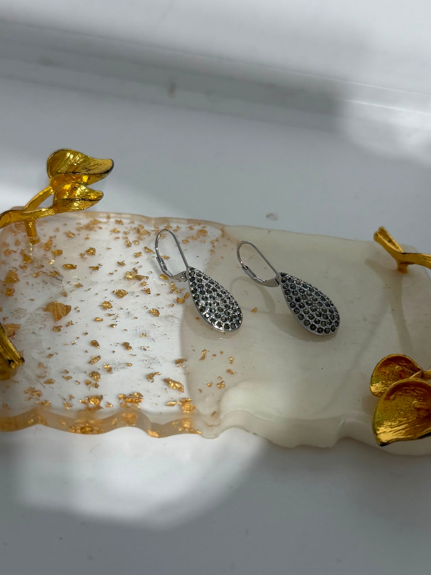 Orecchini a Goccia in Argento 925 con Pietre Marcasiti – Pezzo Unico
