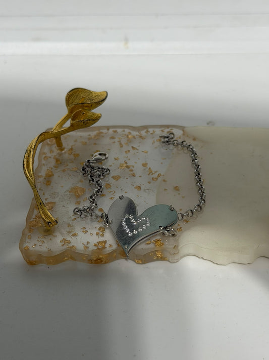 Bracciale in argento 925 con cuore e zirconi bianchi – Pezzo Unico
