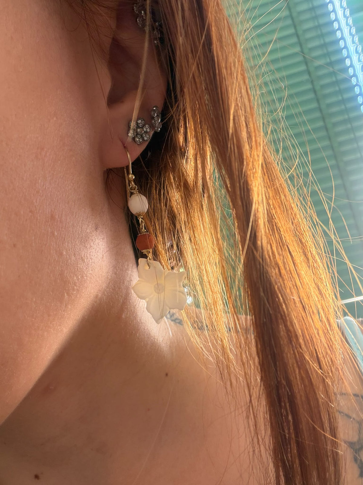 Orecchini in argento 925 cammeo fiore