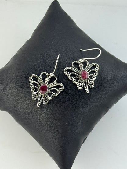 Orecchini in argento 925 radice di rubino