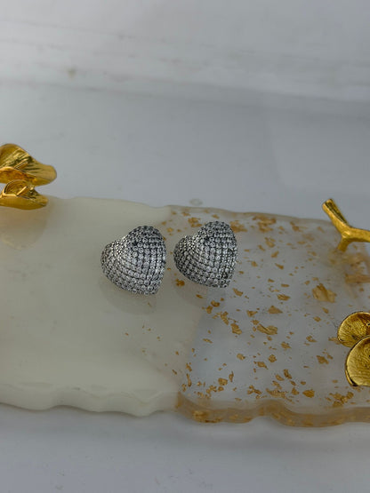 Orecchini in argento 925 cuori pietre bianche luxury – Artigianali