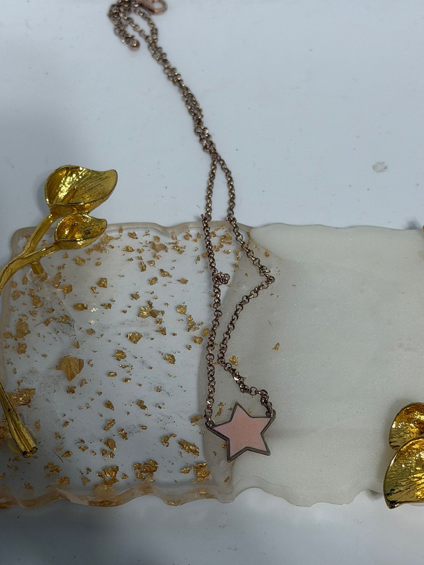 Collana stella smaltata rosa in argento 925 bagnato oro rosa – Gioiello romantico