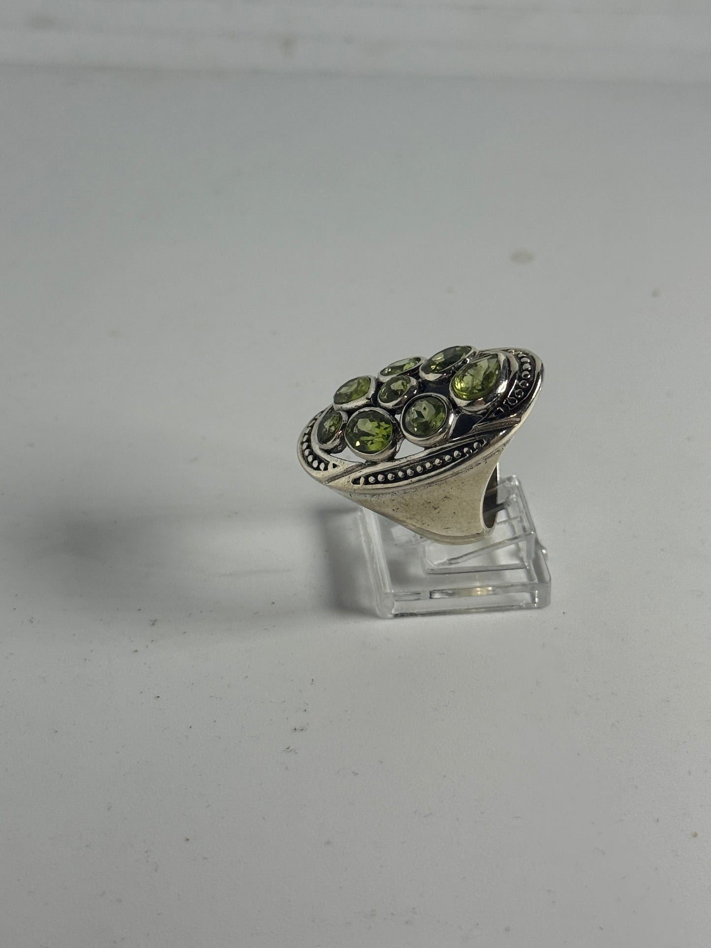 Anello Argento 925 con Pietre Serpentino Verde | Misura 16-17 | Pezzo Unico