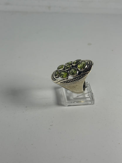 Anello Argento 925 con Pietre Serpentino Verde | Misura 16-17 | Pezzo Unico