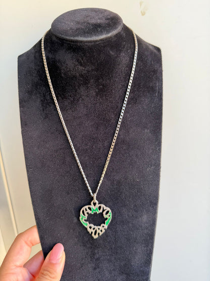 Collana in Argento 925 “Cara Mamma” con Ciondolo Smaltato Verde