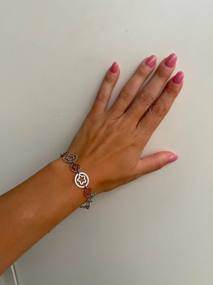 Bracciale stelle in argento rosato e argento 925 — Pezzo Unico Artigianale