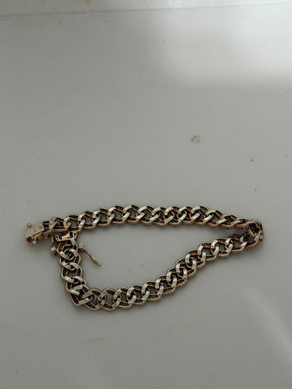Bracciale Groumette in argento 925 bagnato oro rosa con zirconi neri – Artigianale