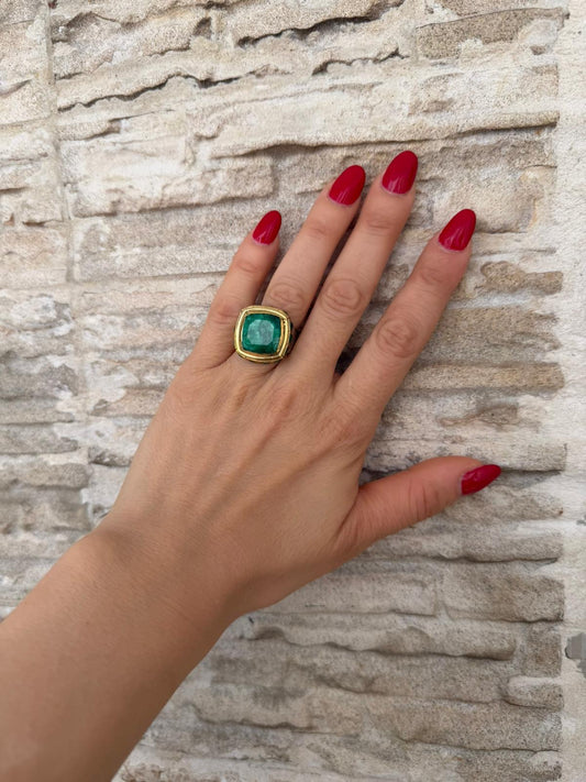 Anello in argento 925 con smeraldo verde – Pezzo Unico Artigianale