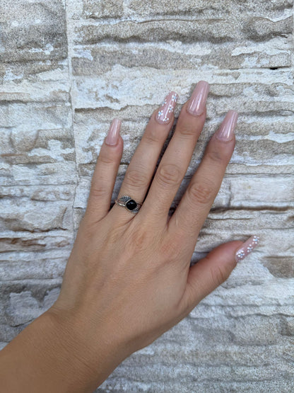 Anello in argento 925 onice nero