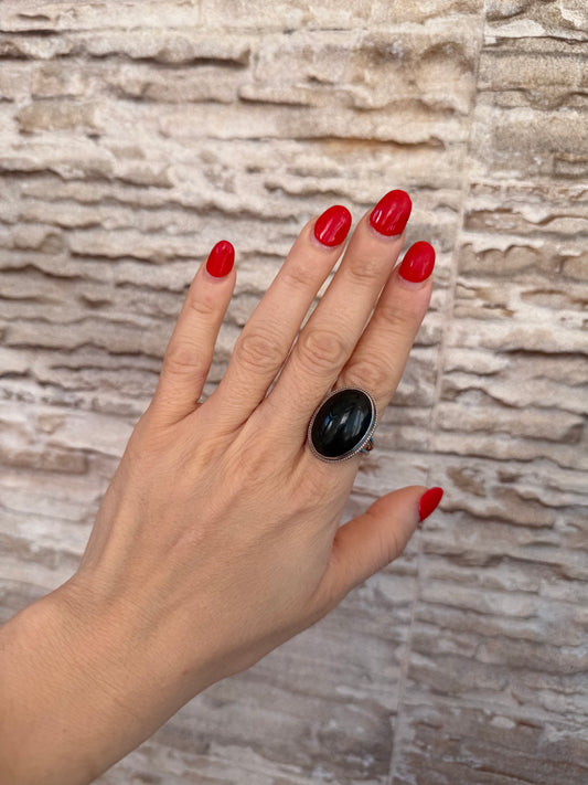 Anello in argento 925 giada verde