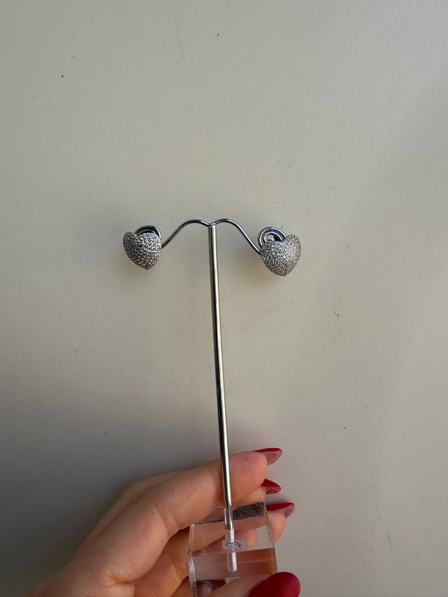 Orecchini in argento 925 cuori pietre bianche luxury – Artigianali