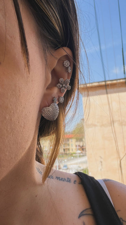 Orecchini in argento 925 cuori pietre bianche luxury – Artigianali